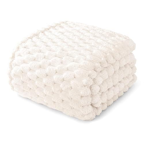Whale Flotilla Throw Blanket for Sofa with Expanded 3D-Jacquard Pattern, 130X150 CM Fuzzy Soft Cozy Exquisite Blankets or All Season, Warm and Fluffy, Ivory thumbnail 5