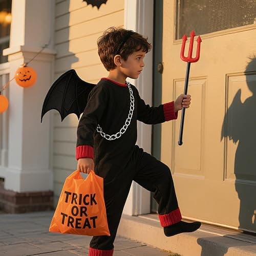 Small Devil Pitchfork, Halloween Costume Accessories, Glitter Red Trident | Party Prop for Kids and Adults, 17.3 Inch Plastic Demon Fork, Detachable Toy thumbnail 5