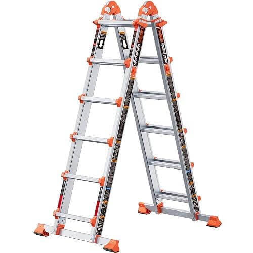 LANBITOU Ladder, A Frame 6 Step Ladder Extension, 22 Ft Anti-Slip Multi Position Ladder, Storage Folding Ladder, 330 lbs Security Load Telescoping Aluminum Ladders for Stairs Home Indoor Outdoor Roof - Image 1