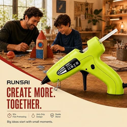 RUNSAI® Hot Glue Gun for Crafting, Mini Hot Melt Glue Gun Kit 30W | Rapid Heating, Anti Drip, 30pcs 7mm Sticks for Arts/ Floristry/School Crafts/ DIY/Home Repair, Professional for Adults Kids thumbnail 3