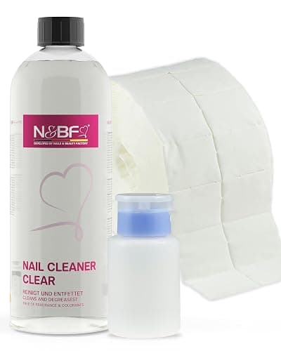 NAILS FACTORY | N&BF Nagel Cleaner Set 1000ml | Dispenser Pumpflasche | 1000 Zelletten Cellulose Pads (2 Rollen à 500 Stück) | 70% Isopropanol-Alkohol isopropylalkohol 1L | für Gelnägel | (Blau 150) - Image 1