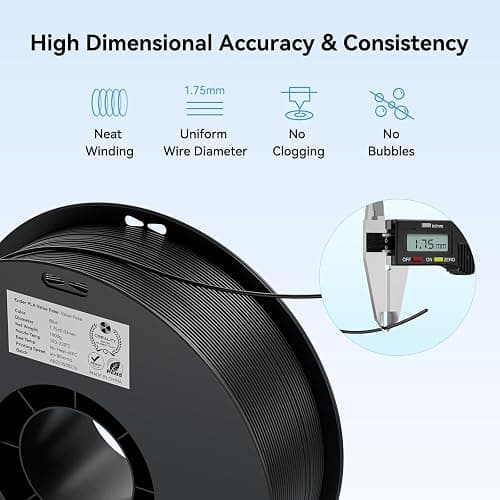 Creality Ender PLA 3D Printer Filament 1.75mm, 2KG Spool (4.4lbs), Dimensional Accuracy +/-0.03mm, No Clogging & Bubbles, Fits for Most FDM 3D Printers (1KG Black+1KG White) thumbnail 2