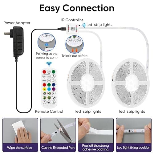 ERBTY LED Lights for Bedroom, 100FT IC RGB LED Strip Lights, Smart Control | Color Changing, Multiple Colors Chasing Effects, APP & Remote Control, Timer Function, Music Sync Lights for Party, Kitchen thumbnail 7