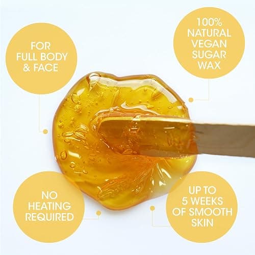 Nad's 100% Natural Sugar Wax Kit, Vegan, Hypoallergenic, No-heat Formula Waxing Sugar Paste, Includes 6 Wooden Spatulas, 10 Reusable 100% Cotton Strips, 1 Pre-wax Cleansing Soap & Sugar Wax 6oz thumbnail 3