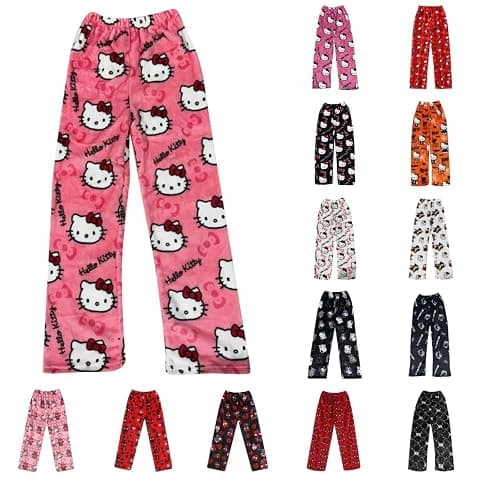 Generico Pantaloni Pigiama Donna Lunghi del Pigiama di Flanella Warm Pigiama Donna Invernale Pantaloni da Notte Morbido Kawaii Anime Y2K Comodo Pigiama Idee Regalo Natale 2025 - Image 1