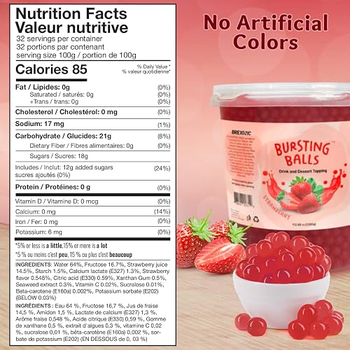 Strawberry Boba Pearls, Strawberry Popping Bursting Boba, Bubble Tapioca Pearls For Bubble Tea, No Artificial Colors (7 LB 1 Pack) thumbnail 2