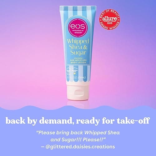 eos Shea Better Travel Size Body Lotion, Whipped Shea & Sugar, Limited Edition Skin Care, 24-Hour Moisture, Body Lotion for Women, travel size toiletries, Vegan, 2.5 fl oz (Pack of 2) thumbnail 8