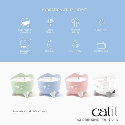 Catit Pixi Fontaine à Eau pour Chat 2,5 L Rose thumbnail 2