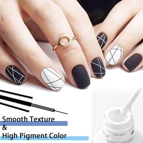 White Nail Polish, Painted Gel Nail Polish 8ML Liner Nail Art Gel Polish Soak Off French Tip Manicure for Painting & Liner Drawing UV/LED Nail Varnish Pen For Beginner/Nail Artist thumbnail 6