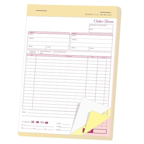 NextDayLabels - Carbonless NCR Order Forms, Bound Wraparound Cover, White/Canary & Pink, 50 Sets per Book. (8-1/2 x 11" - 3 Part) - Image 1