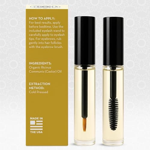 Pure Body Naturals Castor Oil for Eyelashes and Eyebrows - Nourishing Brow & Lash Growth Serum - Castor Oil Organic, Cold Pressed, Hexane Free - 2 Pre-Filled Applicators (10 ml each) thumbnail 8