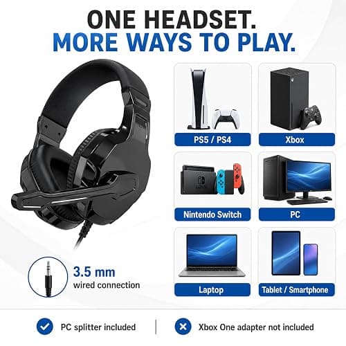 Betron Wired Gaming Headset with Microphone | Headphones for PS5, PS4, Xbox, Nintendo Switch, PC thumbnail 7