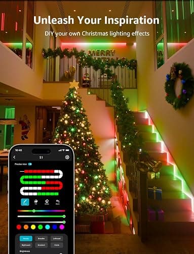 Lepro S1 AI LED Strip Lights for Christmas Decorations, 32.8ft Smart RGB Light Strips with IC and Rainbow Chasing Effects, Personalized Al Lighting Designer, No Remote, 2.4GHz Wi-Fi & Bluetooth thumbnail 6