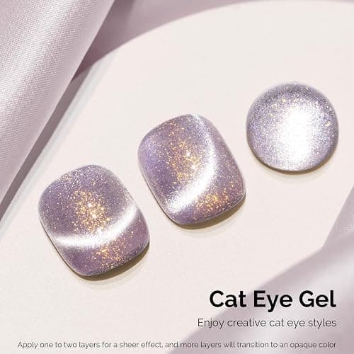 MelodySusie Starry Cat Eye Gel Nail Polish, 0.5 Fl Oz Light Pink Glitter Holographic Magnetic Nail Polish with Magnet, UV Nail Polish for Nail Art Manicure Salon DIY at Home G1703 thumbnail 3