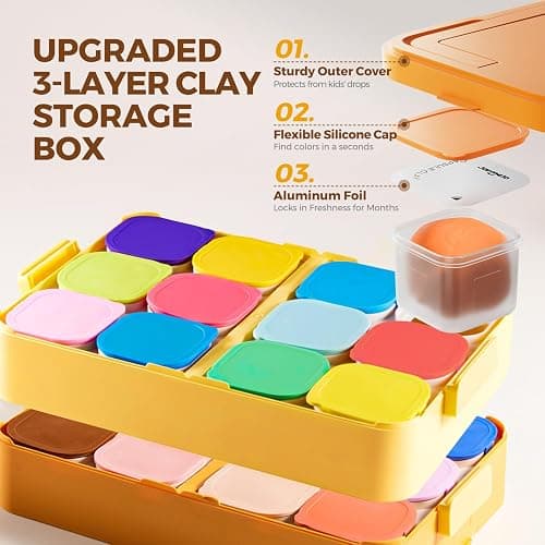 Air Dry Clay for Kids, 24 Colors Modeling Clay Kit with Storage Box & Sculpting Tools, Magic Molding Clay for Boys & Girls Crafts Gift, Age 6-12 Year Olds thumbnail 2
