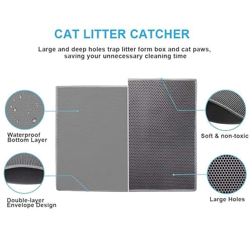 Pieviev Cat Litter Mat Double Layer Waterproof Urine Proof Trapping Mat 1 Pack (Gray, 24x15 Inch (Pack of 1)) thumbnail 3