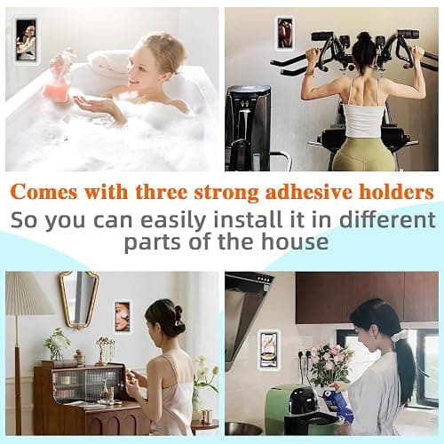 DOSAKEIKO Shower Phone Holder Waterproof Adjustable Rotating Wall Mount Touchscreen Compatible Multi Functional Phone Holder for Shower Bathroom Waterproof Anti Fog Design thumbnail 3