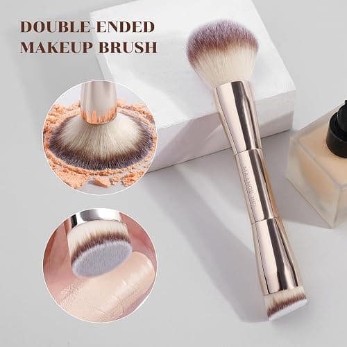 MAANGE 7pcs Makeup Brush Set Double Sided Kabuki Makeup Brushes Contour Brush for Foundation Liquid Powder Concealer Cream Cosmetics Bronzer Blending Blush Buffing Makeup Tools (Gold) thumbnail 4