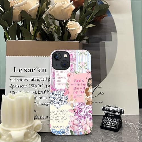 COTAIL Case Designed for iPhone 13 14, Hybrid 2-Layer Case, Military-Grade Protection Durable Shockproof Anti-Scratch Phone Case, Pink Blue Jesus Collage thumbnail 5
