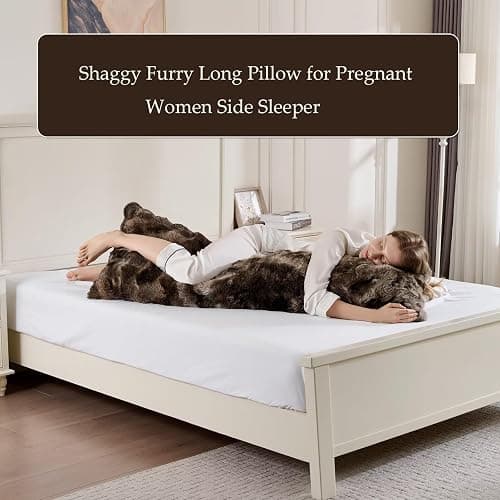 Luxury Shaggy Faux Fur Body Pillow,Fluffy Bed Pillow with Zipper Closure,Soft Decorative Plush Full Long Pillows,Fuzzy Hug Pillow for Living Room Side Sleeper & Pregnancy 20"x54" Tie-dye Coffee thumbnail 6