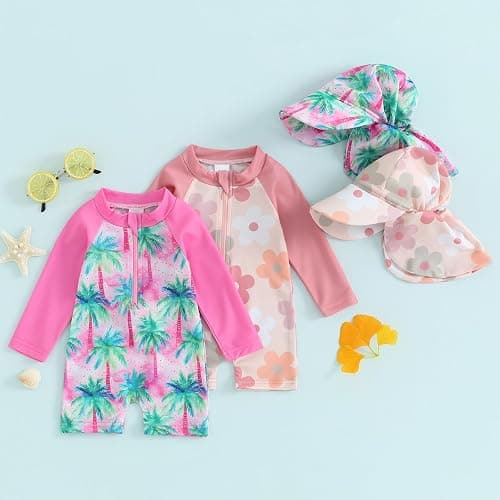 Socutebabe Toddler Infant Baby Boys Swimsuit Kids Rash Guard One Piece Newborn Zipper Bathing Suit Swimwear with Hat thumbnail 7