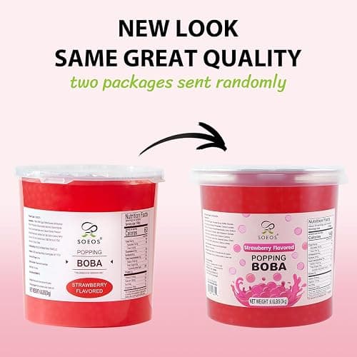 Soeos Strawberry Popping Boba Pearls 6.6 Pounds, Bursting Boba Pearls for Bubble Tea, Beverages, Shakes, Desserts, Smoothie and Ice Cream Topping thumbnail 4