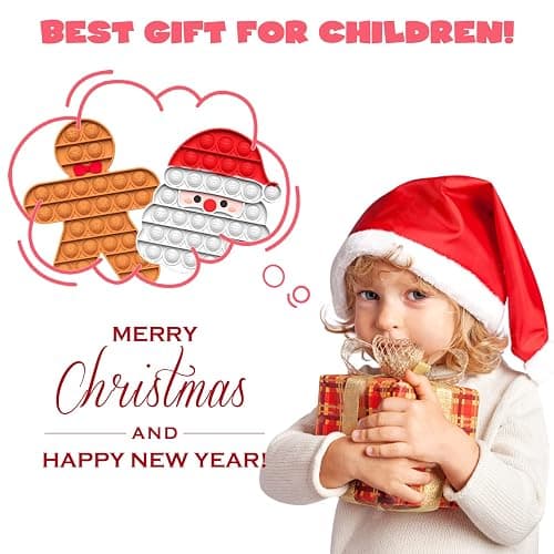 2 Pack Christmas Pop Poppet It Fidget Toys Set - Santa & Gingerbread Man, Christmas Eve Box Party Bag Stocking Fillers for Kids Gifts for Boys Girls Baby Xmas Popit Sensory Toy Game thumbnail 7