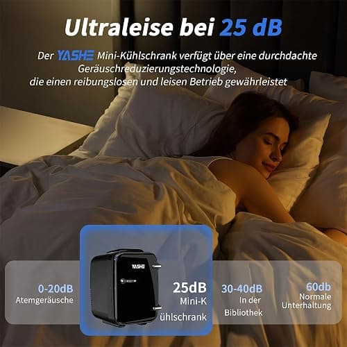 YASHE Mini Kühlschrank, 4 Liter Mini-Kühlschränke für Kosmetik, Getränke, 220V AC/ 12V DC Thermoelektrische Kühlung und Erwärmung, Kleiner Kühlschrank für Schlafzimmer, Büro, Wohnheim, Auto (Schwarz) thumbnail 7