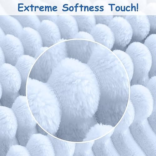 Eonkasp Soft Fleece Baby Blanket Ultra Cozy Blue Baby Blankets for Boys Warm and Lightweight Infant Toddler Newborn Receiving Gift with Reversible Stripes for Crib Stroller, 30x40 Inch, Light Blue thumbnail 6