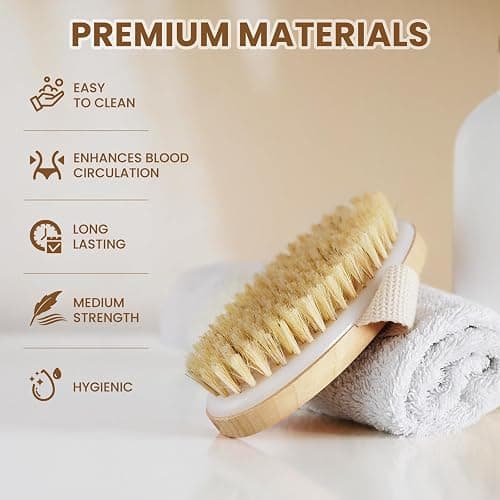 POPCHOSE Dry Brushing Body Brush, Natural Bristle Dry Skin Exfoliating Brush Body Scrub for Flawless Skin, Cellulite Reduction, Lymphatic Drainage and Blood Circulation Improvement - 1 Count (Pack of 1) thumbnail 3