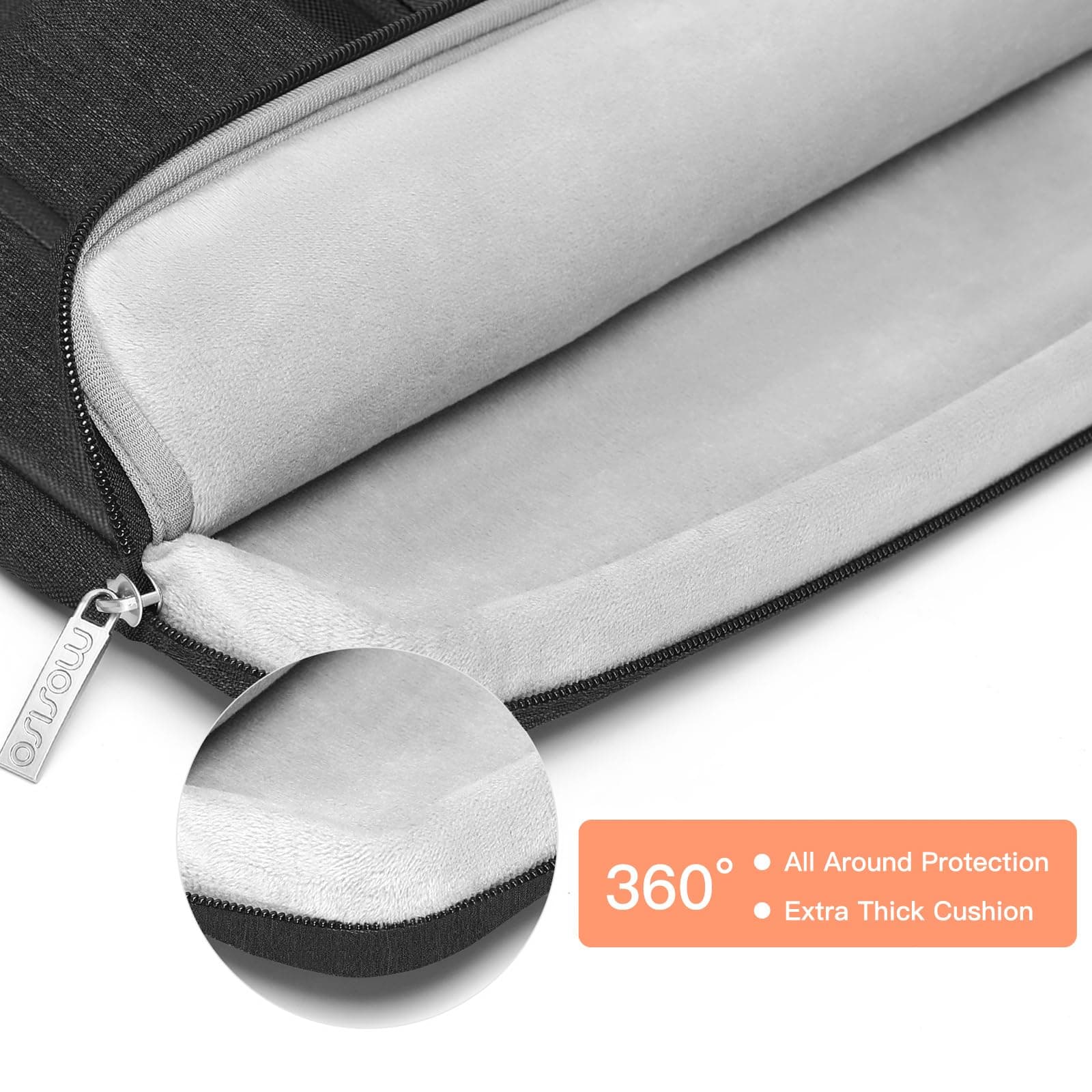 MOSISO 360 Funda para Portátil Compatible con MacBook Air/Pro,13-13.3 Pulgadas Portátil,Compatible con MacBook Pro 14,Bolso Lateral Abierto con 2 Elevados&1 Bolsillos con Solapa, Gris Pizarra - 13.3 pulgadas - Gris Pizarra thumbnail 3