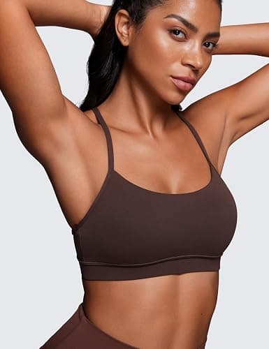 CRZ YOGA Butterluxe Y Back Sports Bras for Women - Padded Racerback Low Impact Spaghetti Thin Strap Workout Yoga Top thumbnail 4