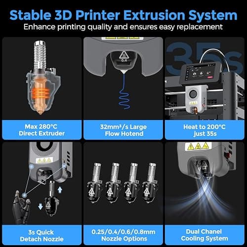 FLASHFORGE Adventurer 5M 3D Printer,600mm/s Max High-Speed FDM 3D Printers with Fully Auto Leveling, 280°C Direct Extruder with Quick Detachable Nozzle, Effective Cooling, Core XY Structure thumbnail 6