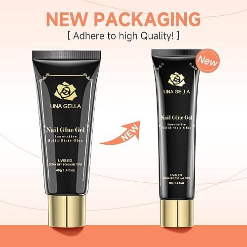 UNA GELLA Gel Nail Glue 80g Super Strong U V Solid Soft Gel Lamp Curing Needed Nail Glue 40g*2 for Acrylic Nail Tips for Fake Acrylic Press On Nails Extension Soak Off thumbnail 2