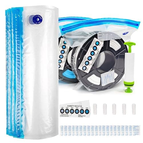 YOOPAI Filament Storage Bag Vacuum Kit-20Pack Cleaning Drying Sealed Bags for 3D Printer Filament with Desiccants/Humidity Indicator Cards/Hand Pump (Plastic 13.2 x 12.7inch) - Image 1