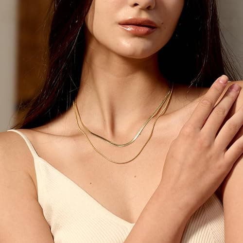 CHESKY 14K Gold/Silver Plated Snake Chain Necklace Herringbone Necklace | Gold Necklace for Women,layered Herringbone Necklace,1.5/3/5MM(W) 14"/16"(L) ,Mothers Day Gifts for Mom,Jewelry thumbnail 4