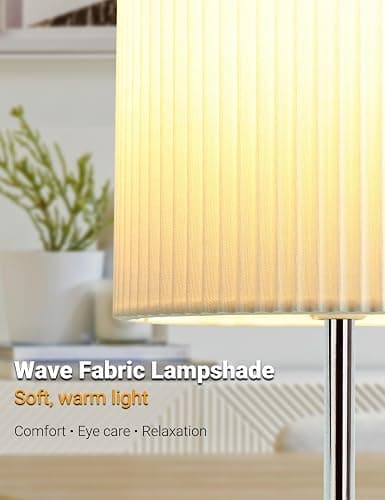 HSLighting Bedside Lamps, Touch Control Table Lamp 3-Way Dimmable Small Lamp with 3D Pleats Fabric Shade LED Minimalist Nightstand Warm White for Christmas Xmas Bedroom Living Room Gift Decor thumbnail 5