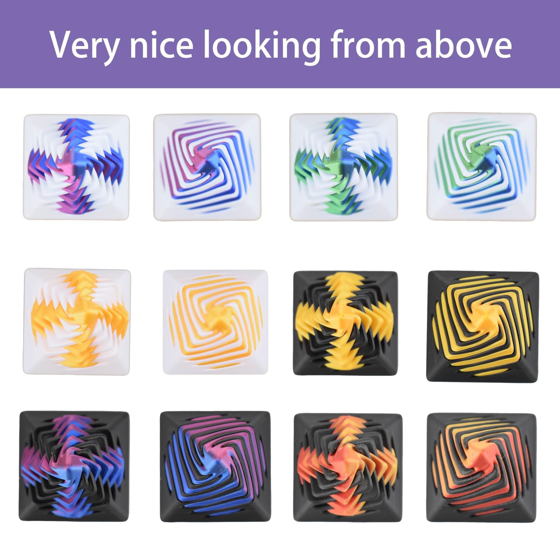3D Spiral Fidget Stress Relief Toys Suitable(3 Square) | Cone ;Young People;PLA;Multicolor thumbnail 5