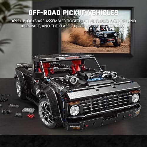 Mould King 13082 Pickup Truck Block Kits Model, MOC Building Blocks Set to Build, Gift for Kids Age 8+/Adult Collections Enthusiasts(3695 Pieces, with Motor/APP Remote Control) thumbnail 2