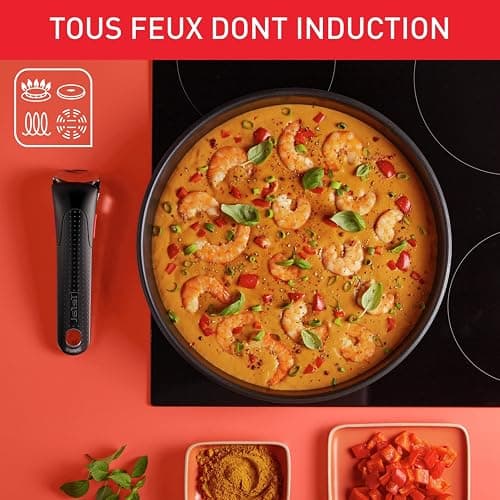 Tefal Ingenio Batterie cuisine 20 pcs, Poêles, Casseroles, Wok, Sauteuse, Couvercles, Poignées amovibles, Induction, Acier inoxydable, Compatible lave-vaisselle, Garantie 5 ans, Emotion L897SJ04 thumbnail 4