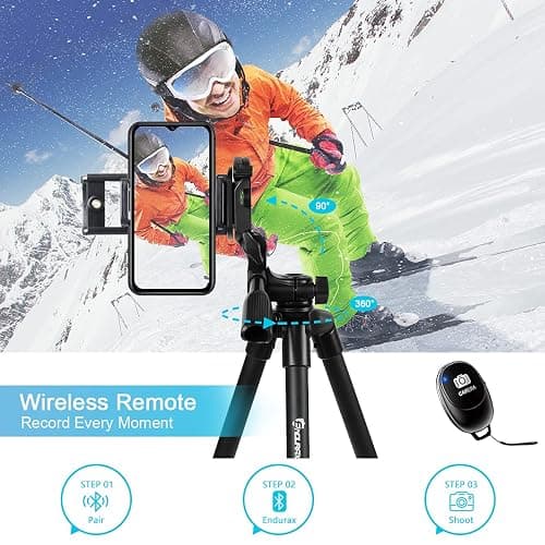 Endurax 60'' Camera Tripod Camera Stand for Canon Rebel Eos Nikon DSLR, Travel Tripods for Phone Tablet with Remote Black thumbnail 4