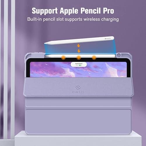 Fintie Hybrid Slim Case for iPad Air 11-inch M3 (2025) / M2 (2024), iPad Air 5th (2022) / 4th Generation (2020) 10.9 Inch - Shockproof Cover with Clear Back Shell & Pencil Holder, Lilac Purple thumbnail 7
