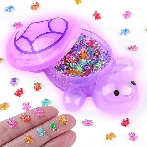 200 Pcs Mini Resin Turtle with 1 Pc Jumbo Resin Purple Turtles, Luminous Miniature Tiny Turtles to Hide Glow in The Dark for Fairy Garden Dollhouse Micro Landscaping - Image 1