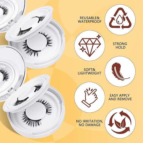 QUEWEL 4 Pairs Magnetic Eyelashes Natural Look, Reusable Magnetic Eyelashes with Applicator, No Glue Needed Lash Clusters Kit, Easy to Wear and Remove(4 Pairs-C01) thumbnail 5