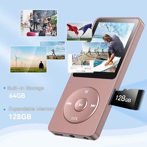 AGPTEK A02PL 64GB MP3 Player, 70 Hours Playback Lossless Sound Music Player, Supports up to 128GB(Rose Gold) thumbnail 6