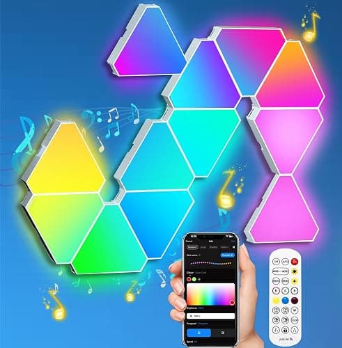 Triangle LED Lights for Gaming Setup, RGB Triangle Wall Lights for Bedroom, Smart Home Light Panels Works with Alexa Google Assistant,APP/Voice/Remote Controlled,Music Sync Gaming Room Decor,12 Pack - Image 1