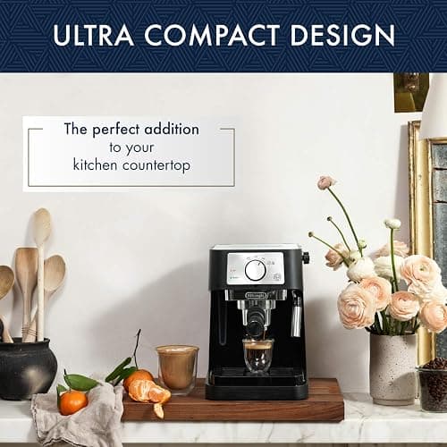 De'Longhi Stilosa Manual Espresso Machine, Compact Coffee Maker, 15 Bar Pump Pressure, Manual Milk Frother Steam Wand for Authentic Single & Double Espresso, Lattes & Cappuccinos, Tamper Included thumbnail 3