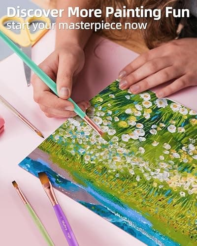 Nicpro 12pcs Artist Paint Brush Set, Aesthetic Pastel Paintbrushes Craft Paint Brushes for Acrylic Painting, Oil, Watercolor, Gouache, Tempera, Face, Body, Art Supplies for Artists and Beginners thumbnail 8