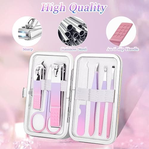 Aceoce Manicure Set Women Nail Clippers Professional Manicure Pedicure Kit Stainless Steel Nail Cutter Grooming Kit Personal Care Tool with Travel Case Gifts for Women Her Valentine's Day Mother's Day thumbnail 7
