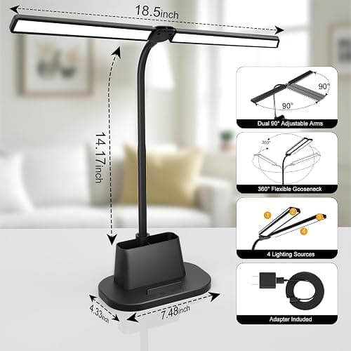LED Desk Lamp, Eye-Caring Desk Light with Organized Base, 5 Color Modes & 5 Level Brightness, Adjustable Flexible Gooseneck Touch Lamp, Small Desk Lamp for Home Office, College Dorm Room Essentials thumbnail 4